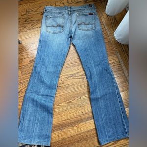 7 For All Mankind Low-rise faded denim bootcut jeans, Size 29.